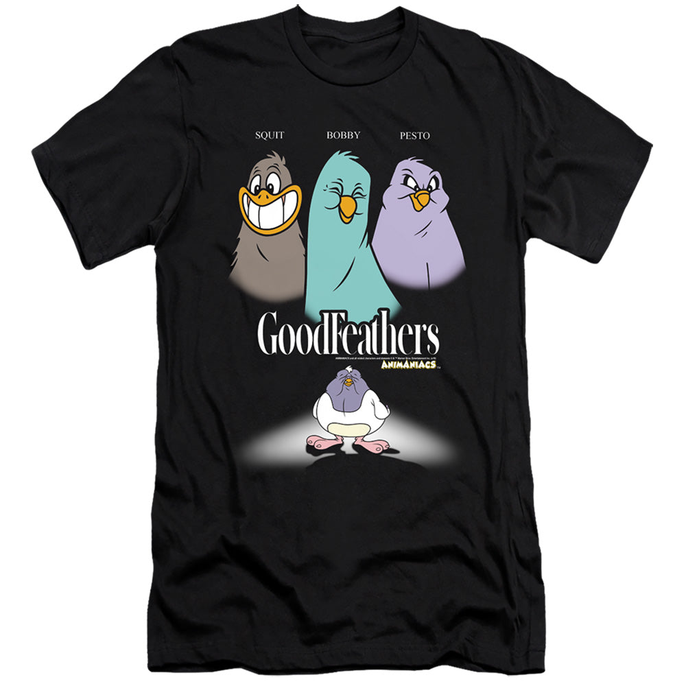 Animaniacs Goodfeathers Slim Fit Mens T Shirt Black - clothing by TeeHivey.com