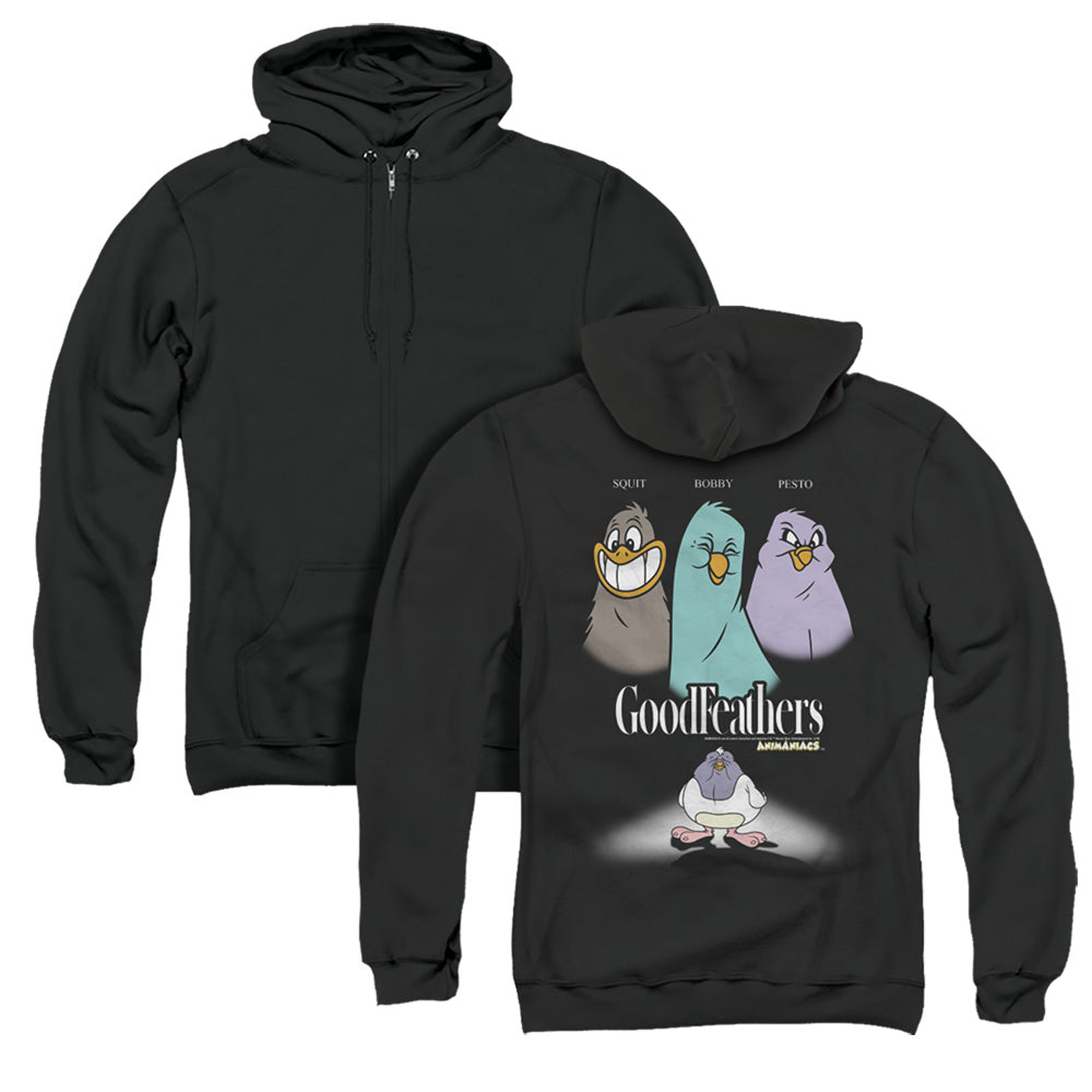 Animaniacs Goodfeathers Back Print Zipper Mens Hoodie Black - clothing by TeeHivey.com