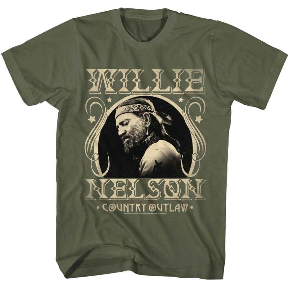 Willie Nelson - Country Outlaw - American Classics Adult Short Sleeve T-Shirt - clothing by TeeHivey.com (Image 1)