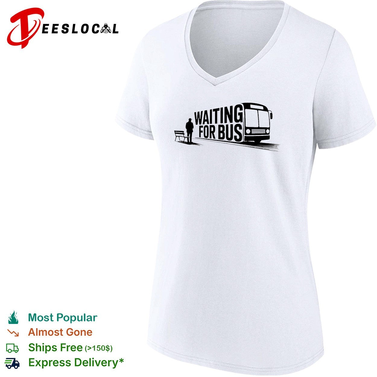 Waiting for bus public transport minimalist typography shirt