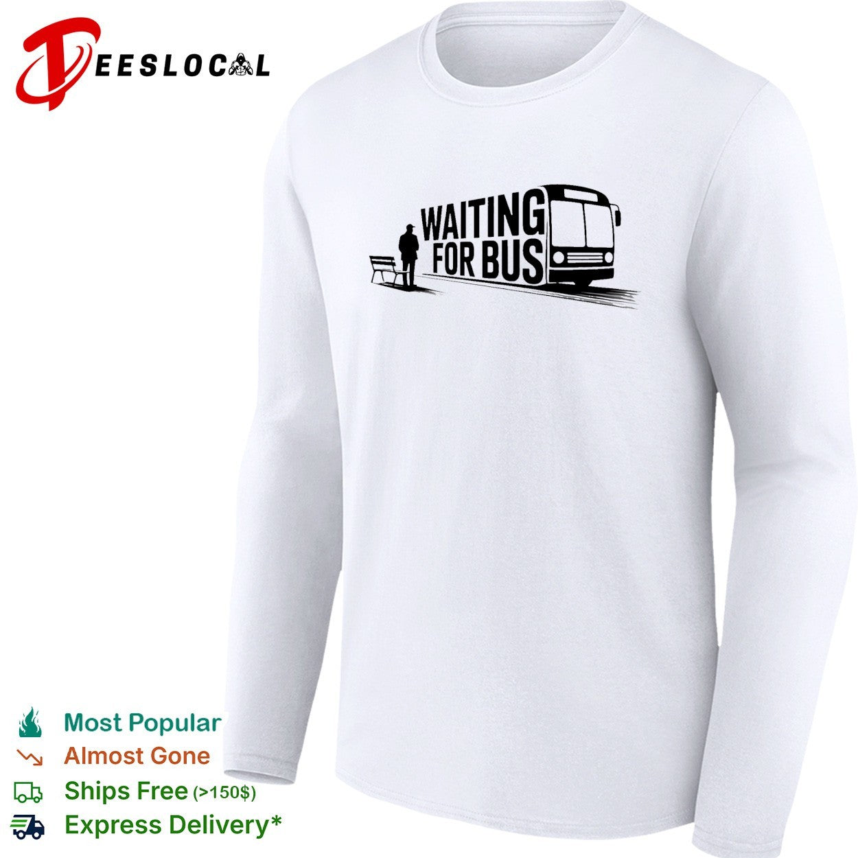 Waiting for bus public transport minimalist typography shirt