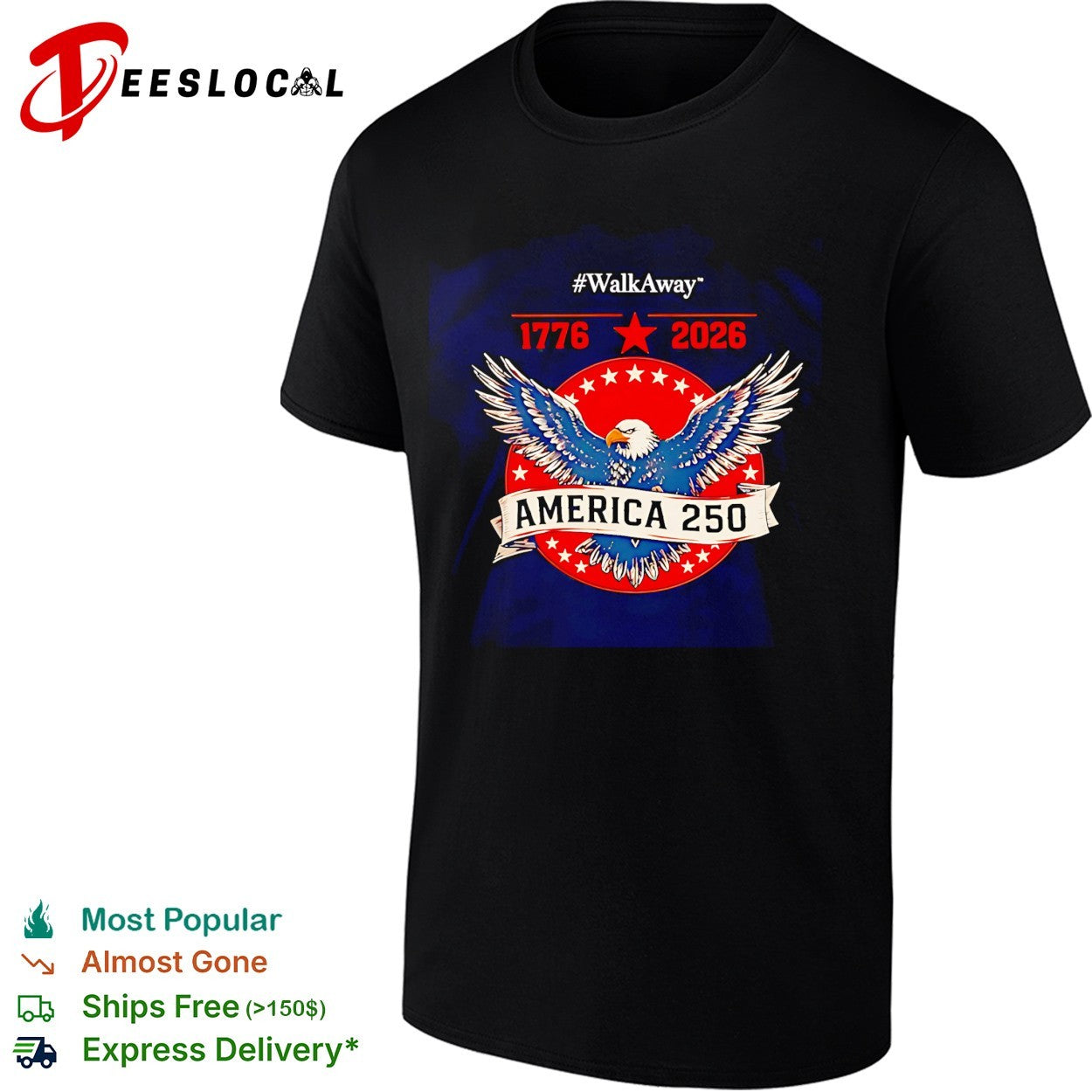 WalkAway America 250 1776 2026 Patriotic Eagle vintage shirt