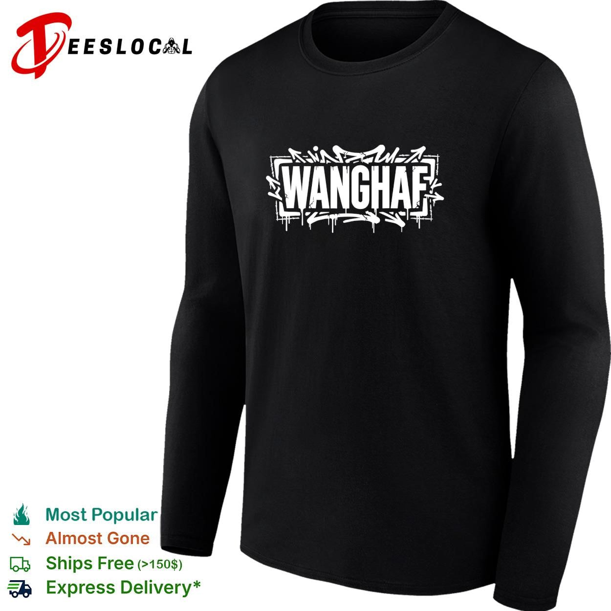 Wanghaf graffiti style bold text graphic shirt