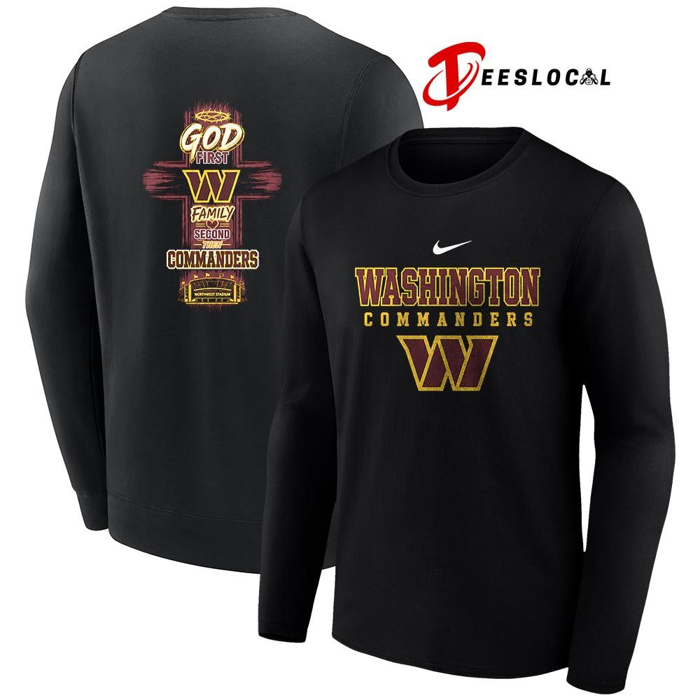 Washington Commanders God first family second cross shirt