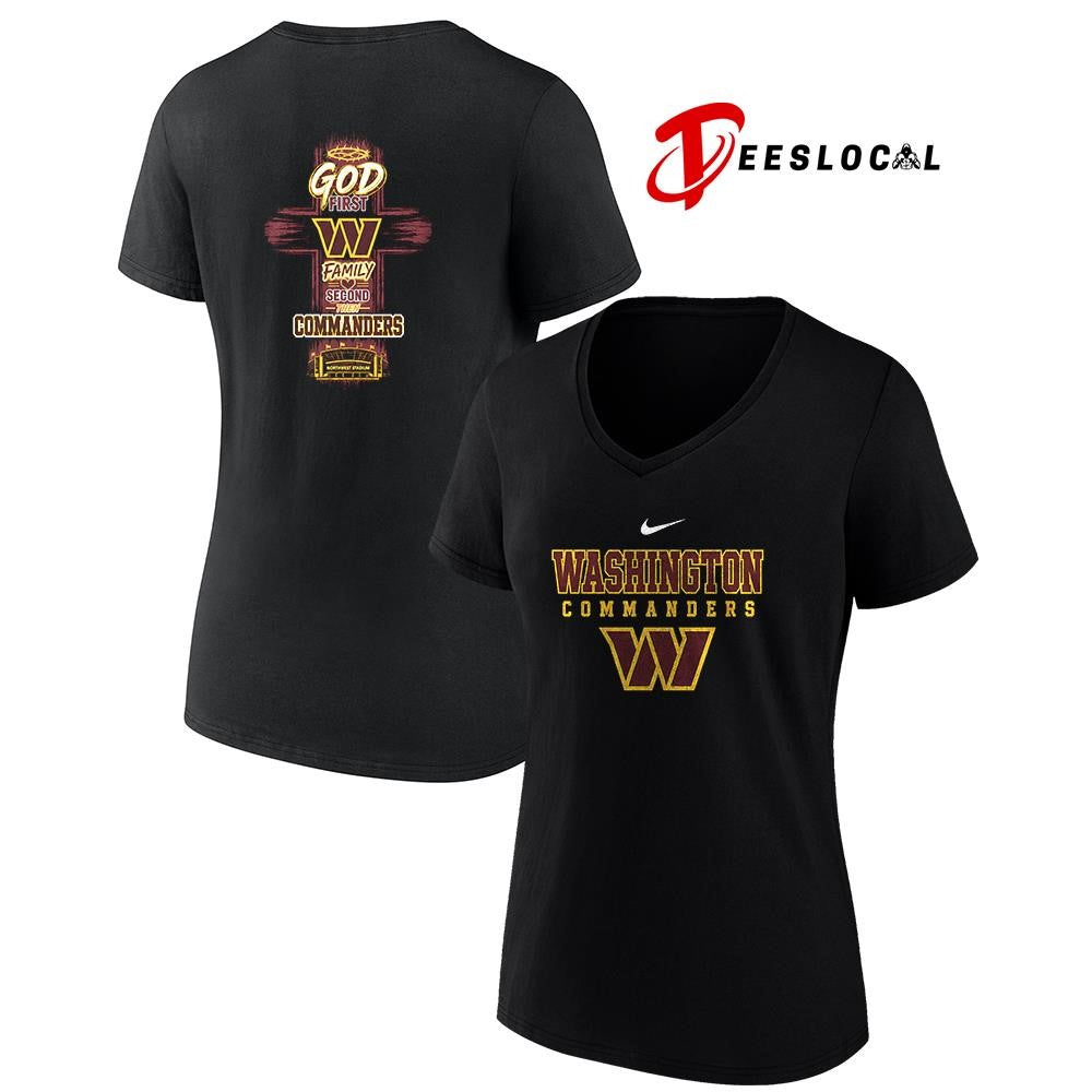 Washington Commanders God first family second cross shirt