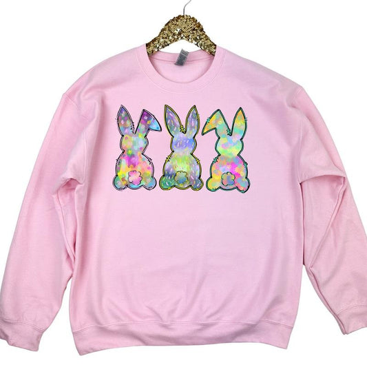 Watercolor Bunnies Gildan Sweatshirt -- LIGHT PINK