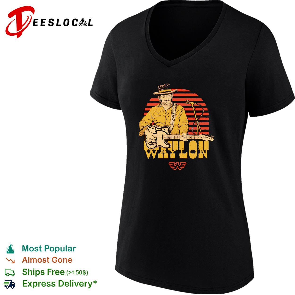Waylon Jennings country music guitarist retro vintage shirt