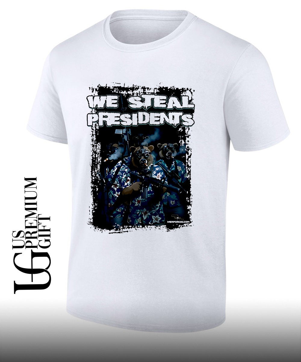 We Steal Presidents tactical bears smoking cigars in hawaiian shirt