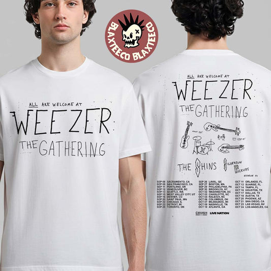 Weezer The Gathering Tour 2026 North America City Dates Two Sided T-Shirt