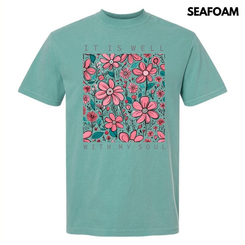 Well With My Soul Florals Comfort Colors T-Shirt 'NLB'