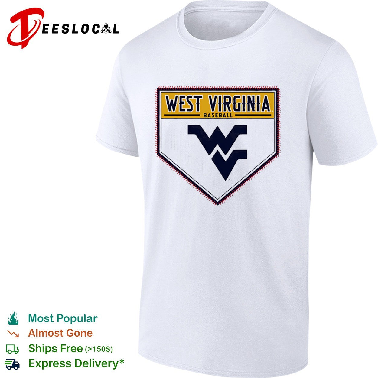 West Virginia Baseball Mountaineers Home Plate Logo shirt