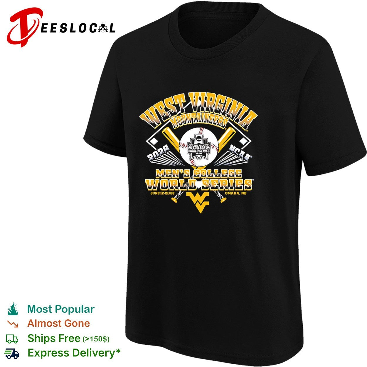 West Virginia Mountaineers 2022 NCAA Mens College World Series Omaha shirt