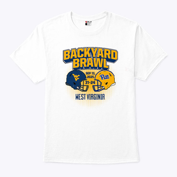 West Virginia Mountaineers Beat Pittsburgh Panthers 31-24 Backyard Brawl T Shirt