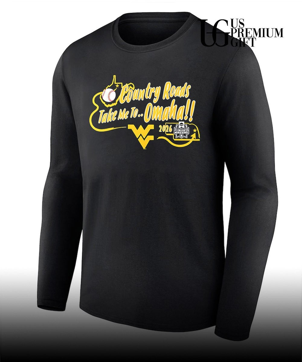 West Virginia Mountaineers Country Roads Take Me to Omaha 2026 College World Series shirt