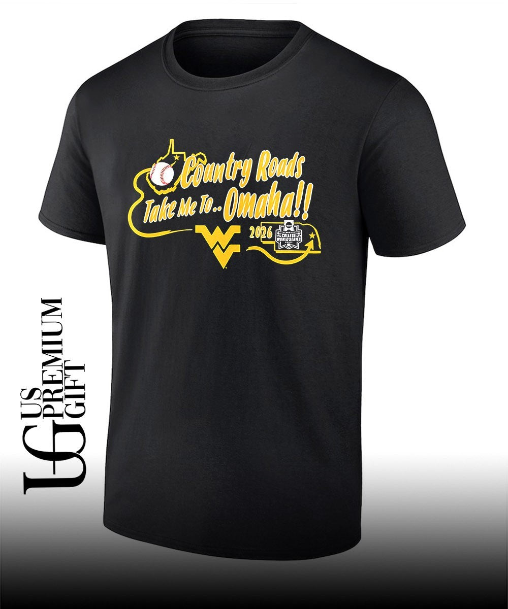 West Virginia Mountaineers Country Roads Take Me to Omaha 2026 College World Series shirt