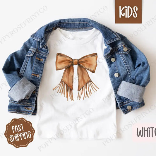 Western Bow Kids Shirt, Western Children's Shirt, Cute Youth Tee Gildan