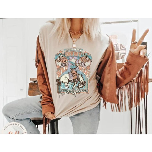 Western Shirt, Vintage Rodeo Wild West Free Spirit Shirt, Western Shirt, Boho Shirt, Cowboy Shirt, Rodeo Shirt QKIDM
