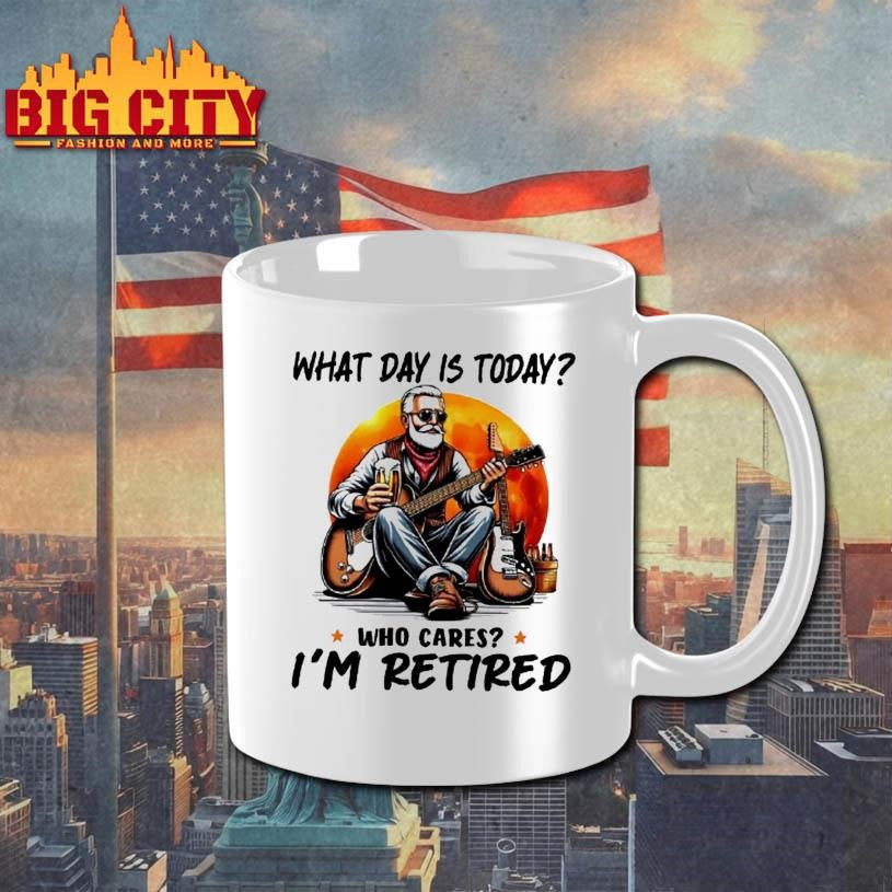 What Day Is Today Who Cares Im Retired Electric Guitar Beer Retirement Shirt