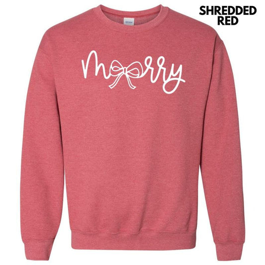 White Merry Bow PUFF Sweatshirt