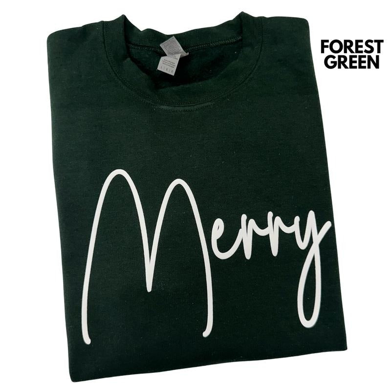 White PUFF Merry Sweatshirt