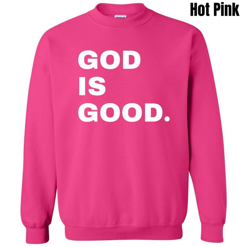 White Stacked God Is Good Sweatshirt 'NLB'
