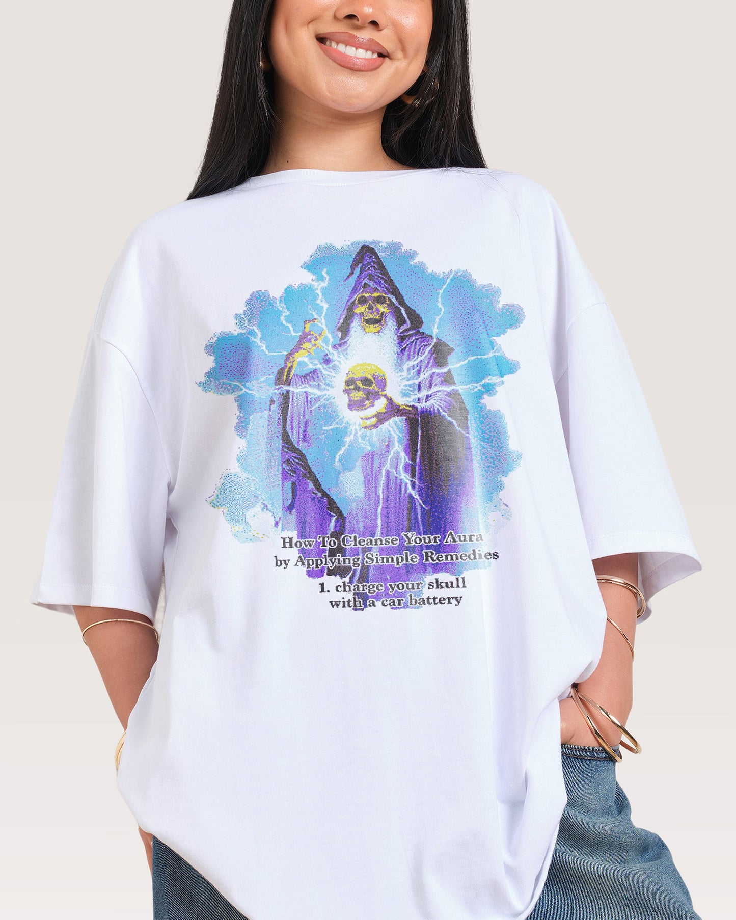 Aura Skull Oversized Tee