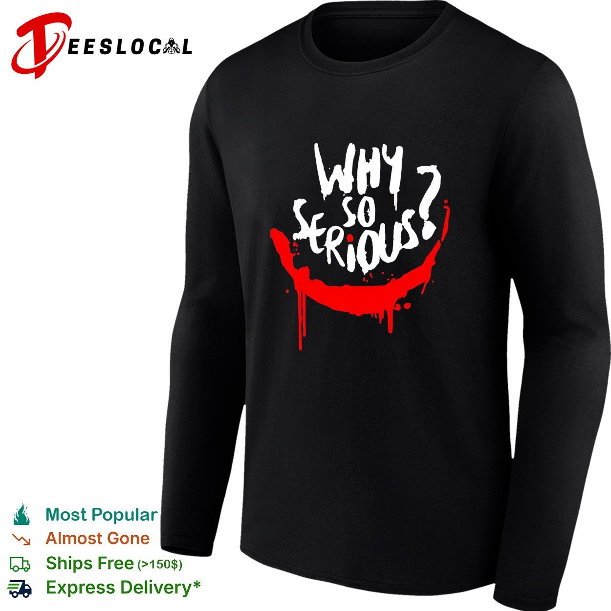 Why so serious Joker smile painted drip grunge horror art shirt