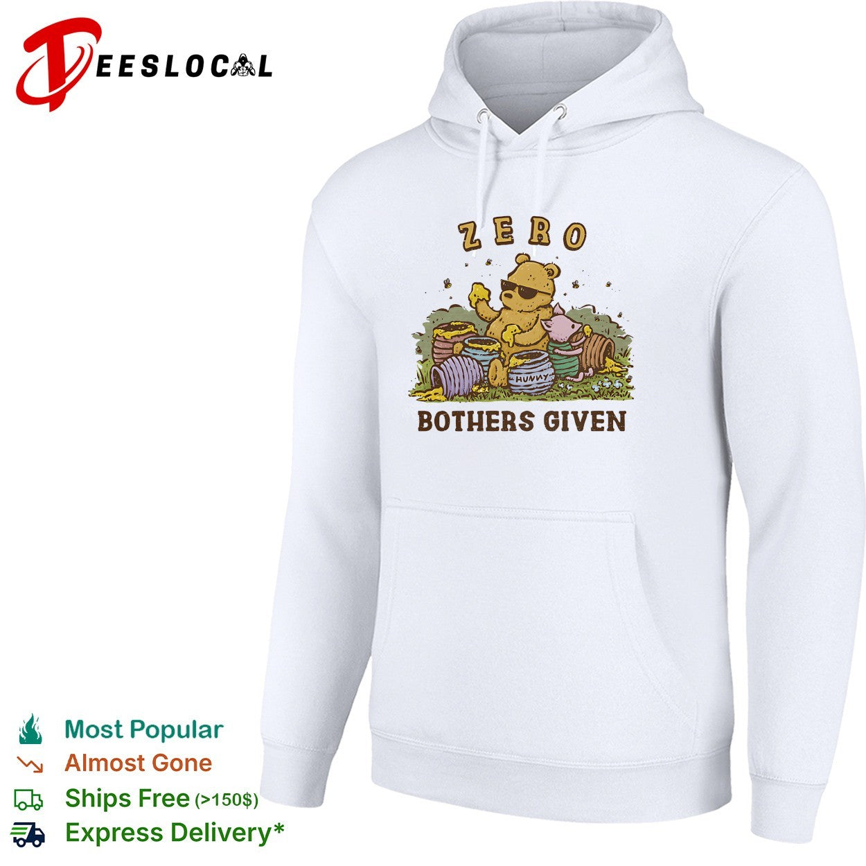 Winnie the Pooh zero bothers given sunglasses honey pots meadow cartoon art shirt