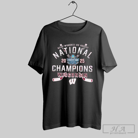 Wisconsin Badgers 2025 Ncaa Frozen Four Womens Ice Hockey National Champions Logos - clothing by TeeHivey.com