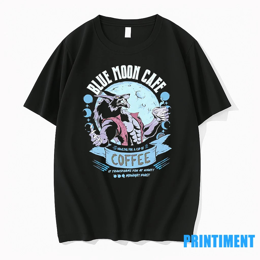 Wolf Blue Moon Cafe Howling For A Cup Of Coffee It Transforms You At Night - clothing by TeeHivey.com
