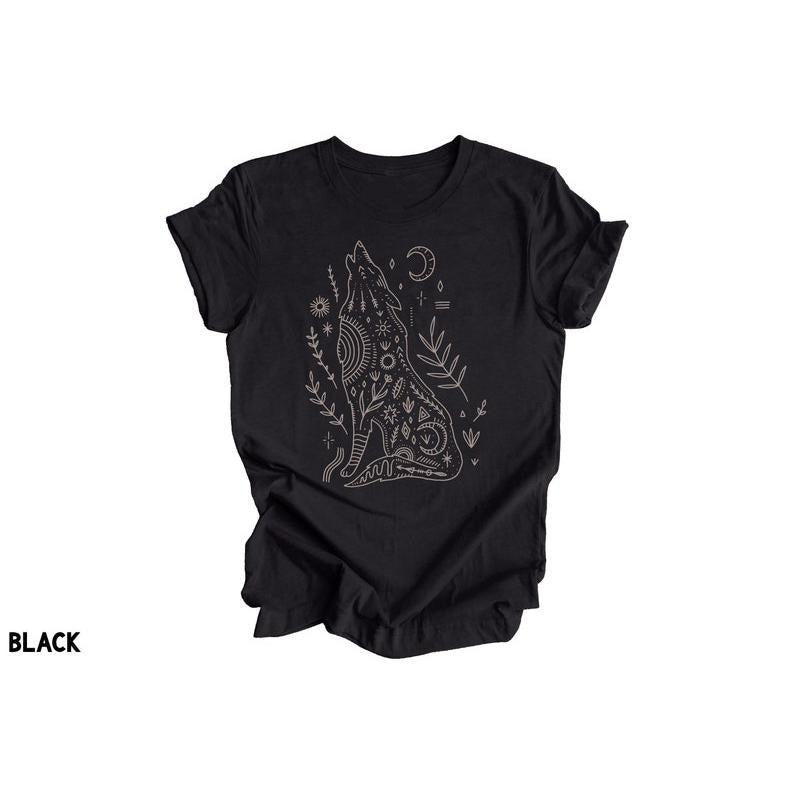 Wolf T Shirt Hoodie Sweater, Howling Wolf Shirt, Spirit Animal Shirt, Totem Animal Shirt, Wolf Tshirt, Spirit Animal Wolf, Western Boho Shirt, Wolf Totem