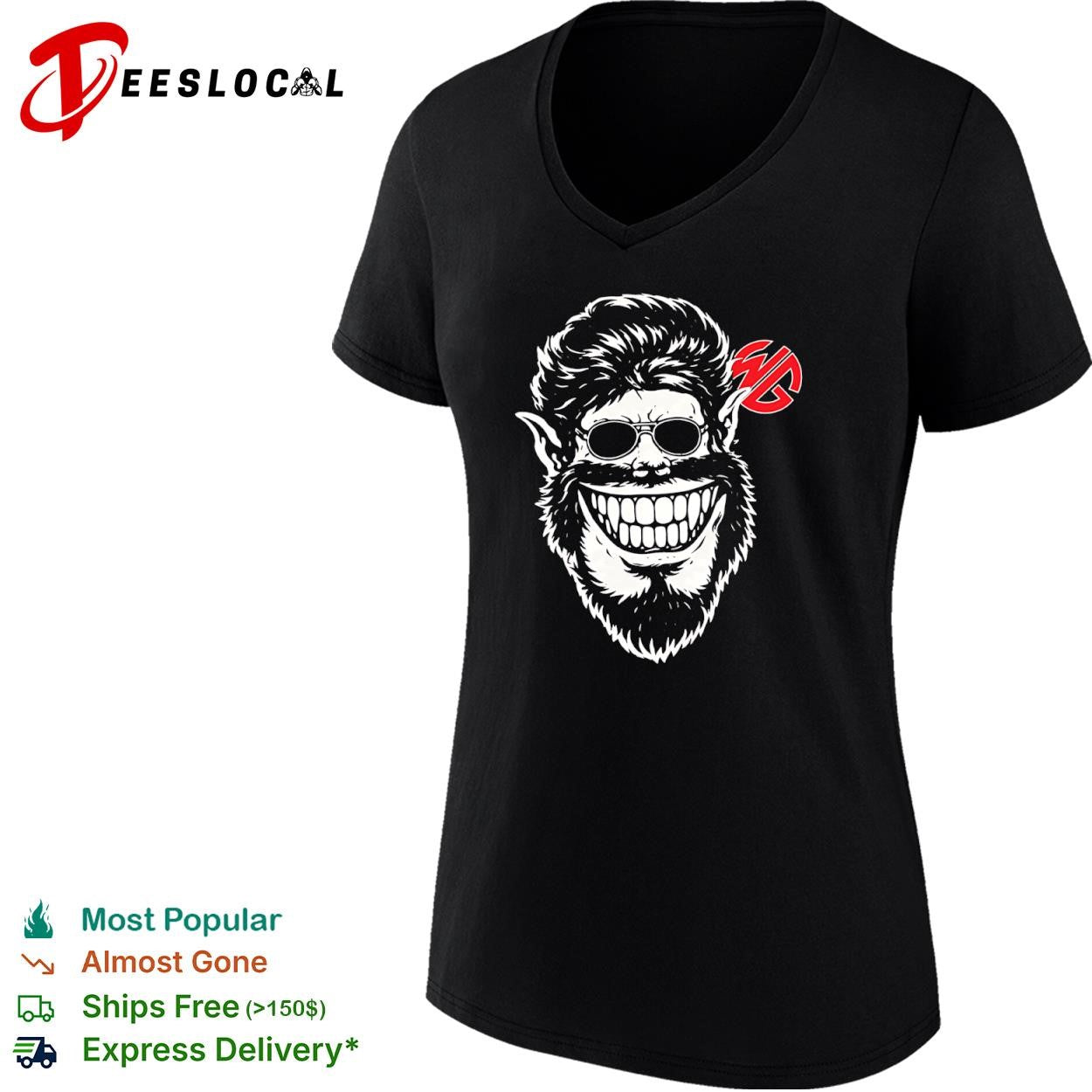 Wolfman grinning werewolf head with sunglasses classic horror monster shirt