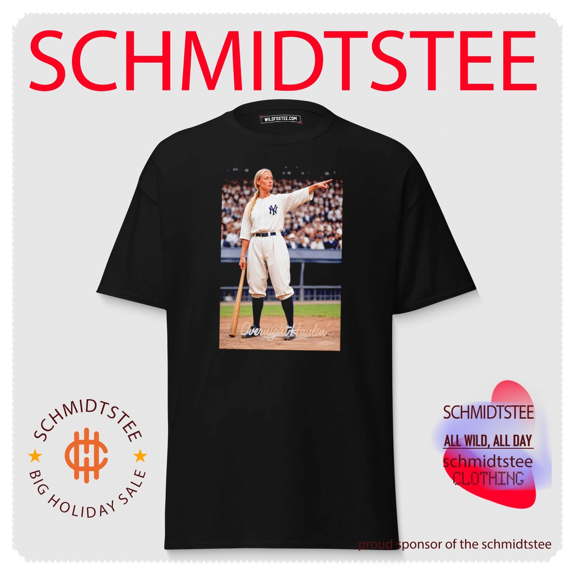 Woman Pointing in New York Yankees Uniform shirt