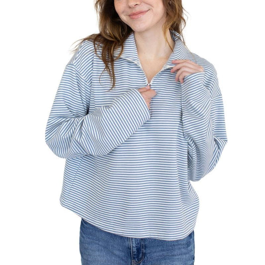 Women's Lapel Collar Tops Casual Long Sleeve Quarter Zip Loose Fit T-Shirts Pullovers