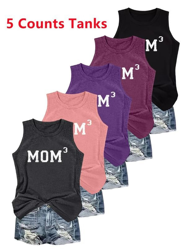 Women's Letter Print Round Neck Tank Top, Casual Sleeveless Crew Neck Top for Daily Wear, Ladies Clothes for All Seasons, Socksstyle{n002}2