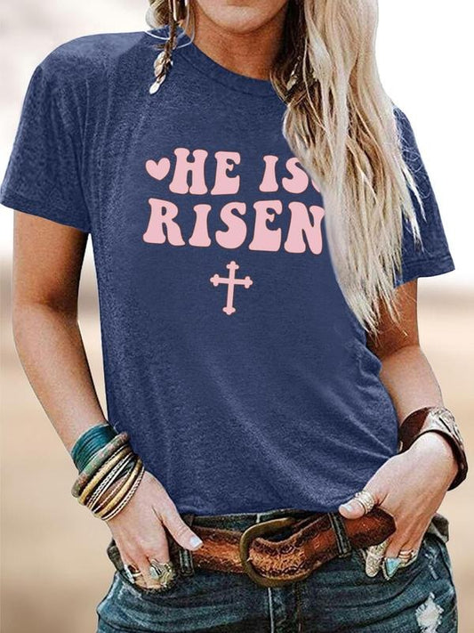 Women's Letter Print Round Neck Tee, Casual Short Sleeve Crew Neck T-shirt for Daily Wear, Ladies Clothes for All Seasons, Topstyle{n002}3