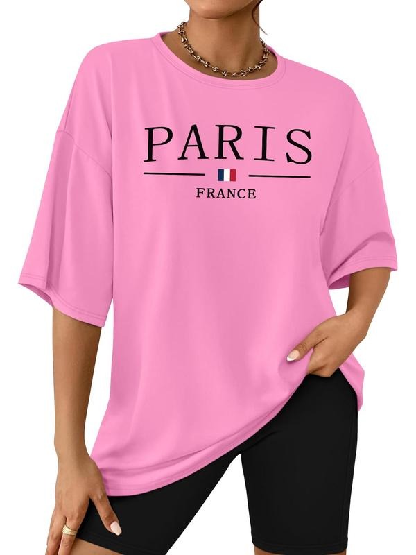 Women's Letter Print Tee & Skinny Shorts Set, Casual Round Neck Half  Sleeve T-shirt & Shorts, Ladies Two-piece Outfits for Daily Wear