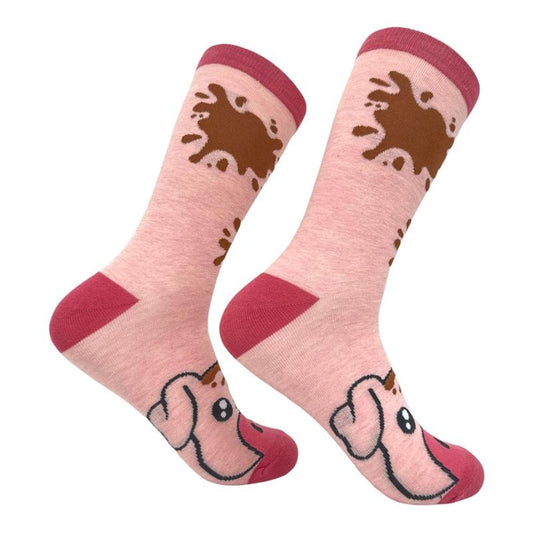 Women's Muddy Pig Socks Funny Cute Farm Animal Novelty Footwear Funny Graphic Socks Comfortable Fitted Spandex Cotton
