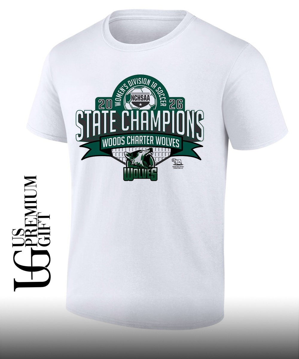 Woods Charter Wolves Women’s Division 1A Soccer State Champions 2026 shirt