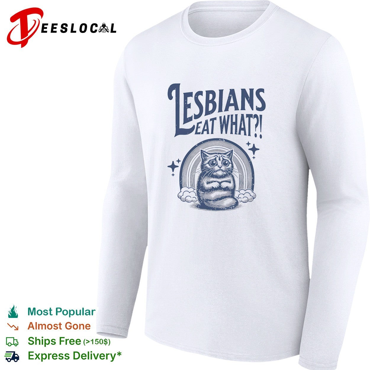 Worried cat sitting lesbians eat what meme shirt