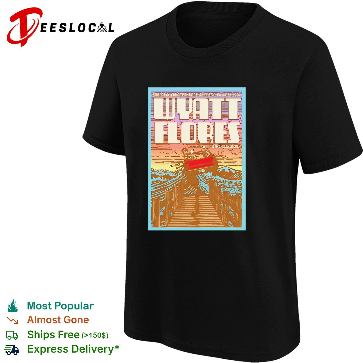 Wyatt Flores scenic bridge river concert poster art shirt