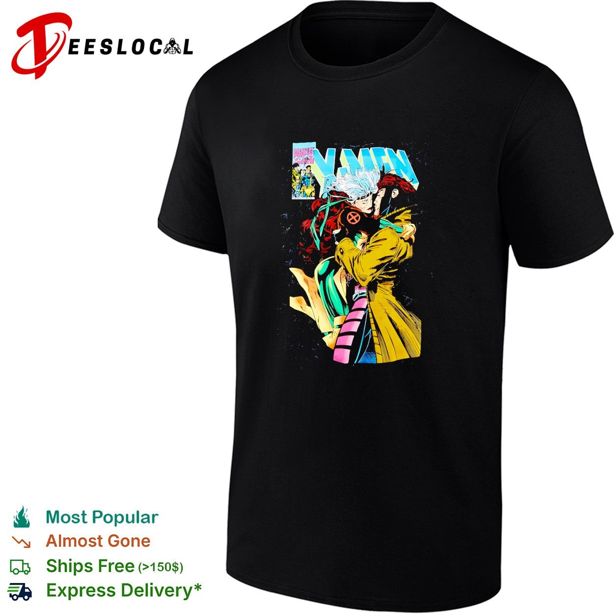 X Men Rogue and Gambit comic shirt