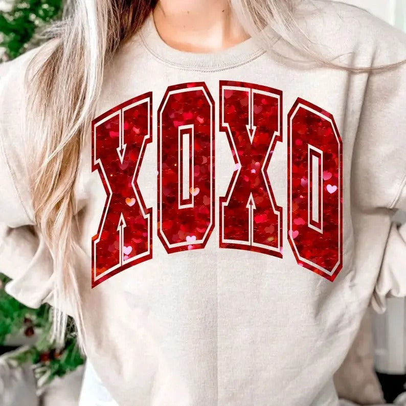 XOXO Valentines Day Sweatshirt, Cute Valentine Sweatshirt, Valentines Day Gift, Love Sweatshirt - clothing by TeeHivey.com