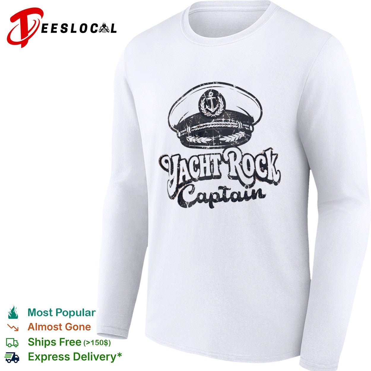 Yacht Rock Captain anchor hat emblem nautical music shirt