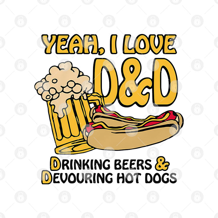 Yeah I Love D&D Drinking Beers And Devouring Hot Dogs Shirt