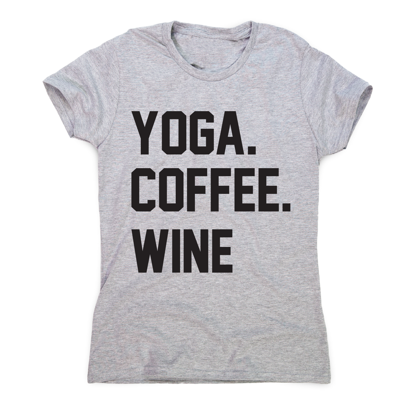 Yoga coffee wine funny slogan t-shirt women's