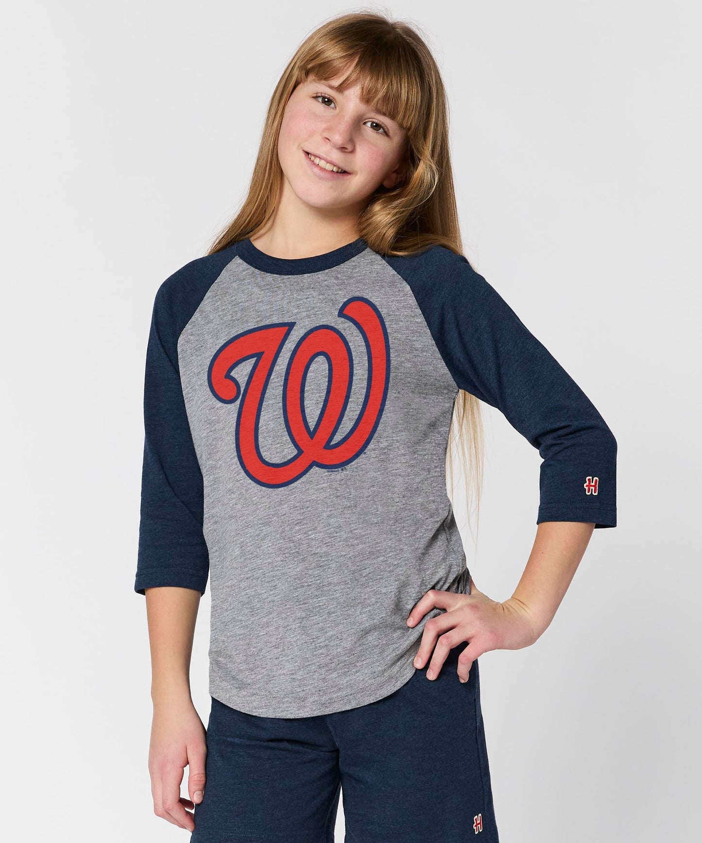 Youth Washington Nationals Cap Logo '24 Raglan