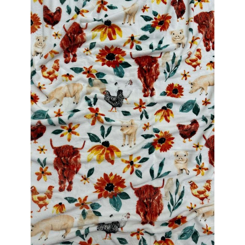 Z Chicken and Highland Cow Soft Oversized Blanket 82"x90"
