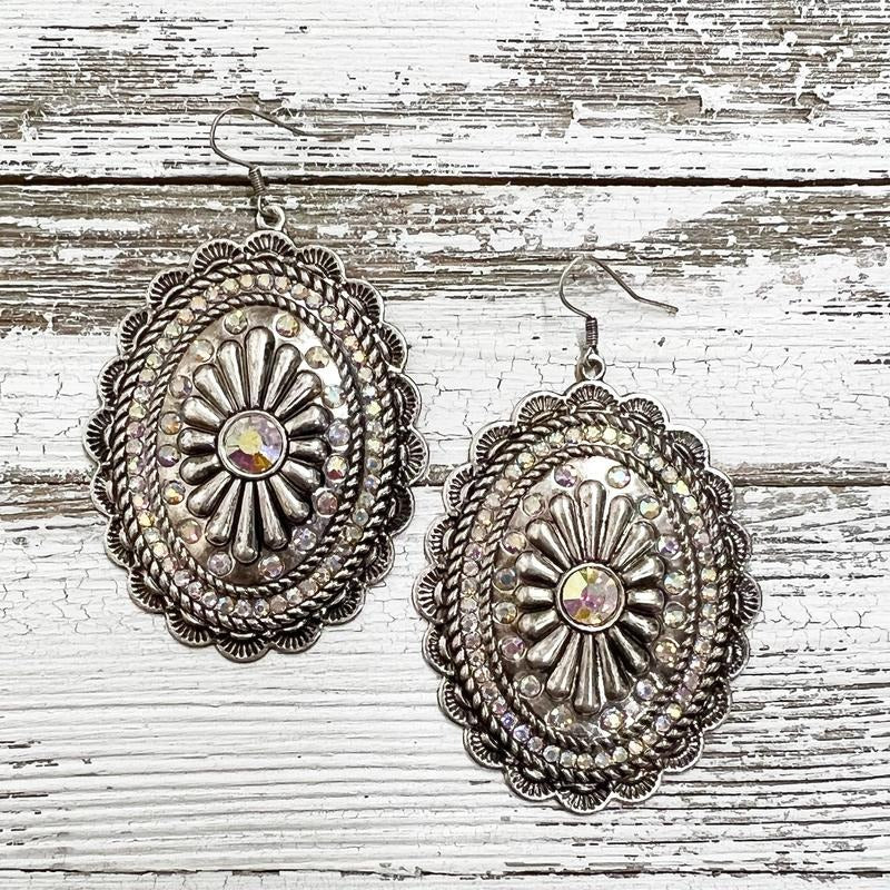 ZSilver Conch Rhinestone EarringsZ