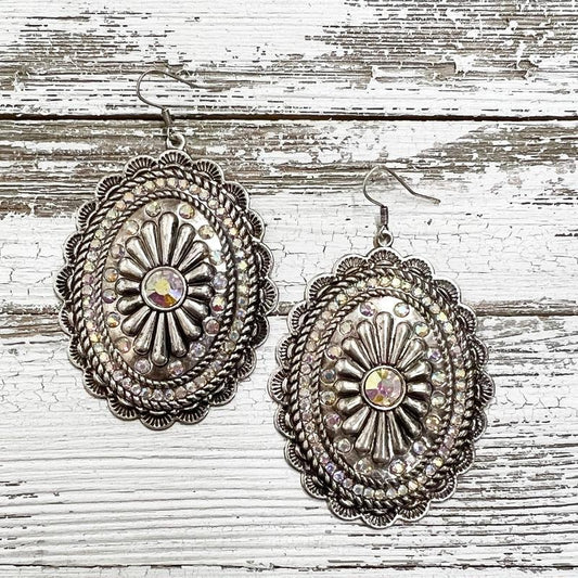 ZSilver Conch Rhinestone EarringsZ